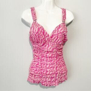 Express pink metallic shirred v neck tank top sexy size small tight